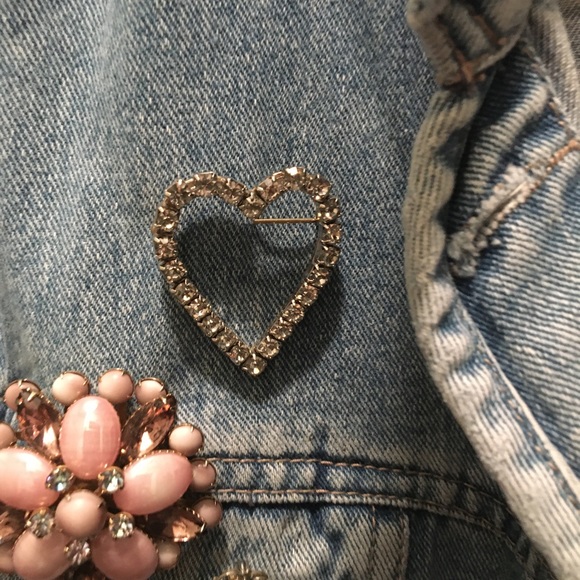 HEART RHINESTONE Vintage brooch - Picture 3 of 7